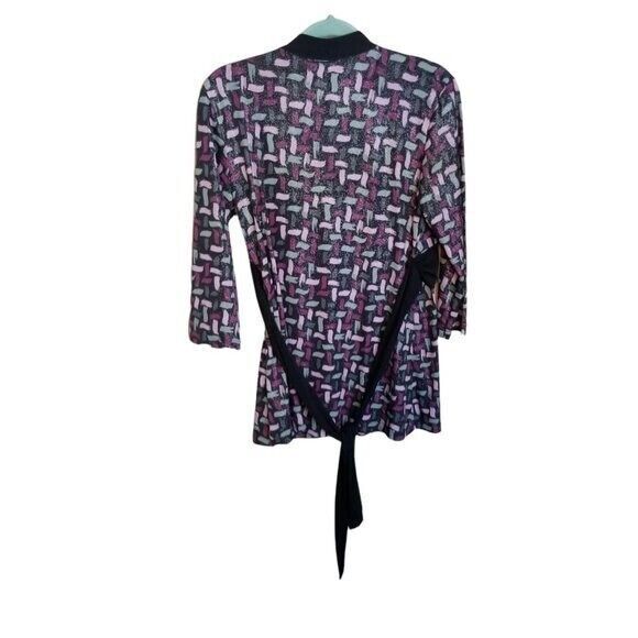 Studio 1940 Womens Sz M Multicolor  Geometric 3/4 Sleeve Blouse - Picture 6 of 9